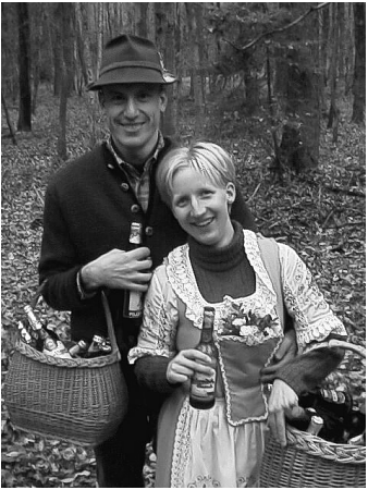 Zeichnung: traditionelle Pilse-Such-Kleidung für Bua und Madl